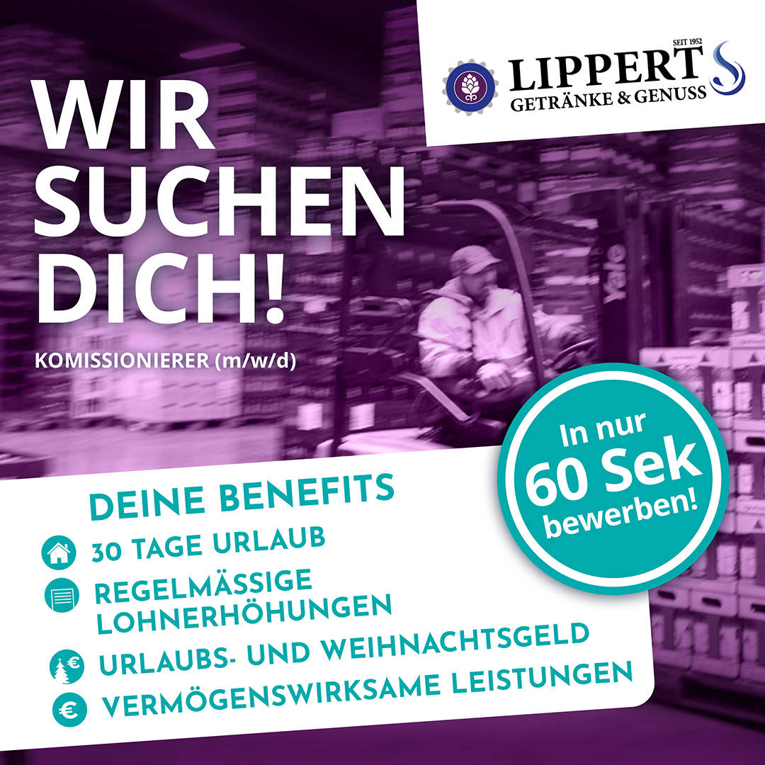 Werbebild Social Recruiting Komissionierer Getränke Lippert